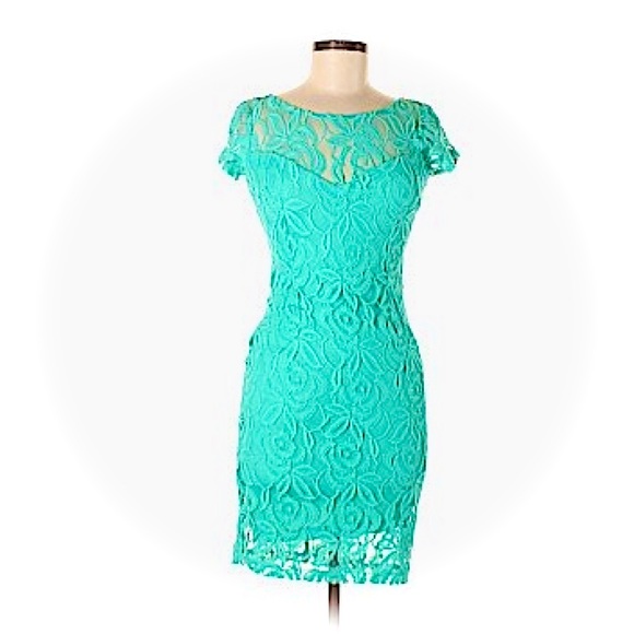 B. Darlin Turquoise Dress Floral Lace Size 7/8 - Picture 5 of 6